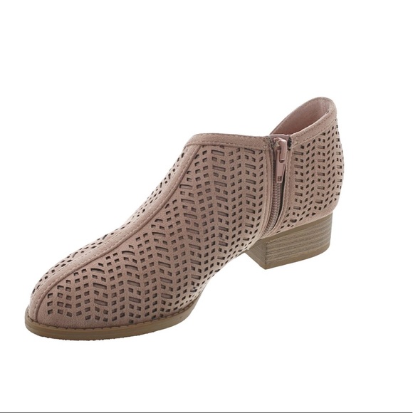 Lucia Mauve Blush Open Side Perforated Booties - Picture 2 of 3